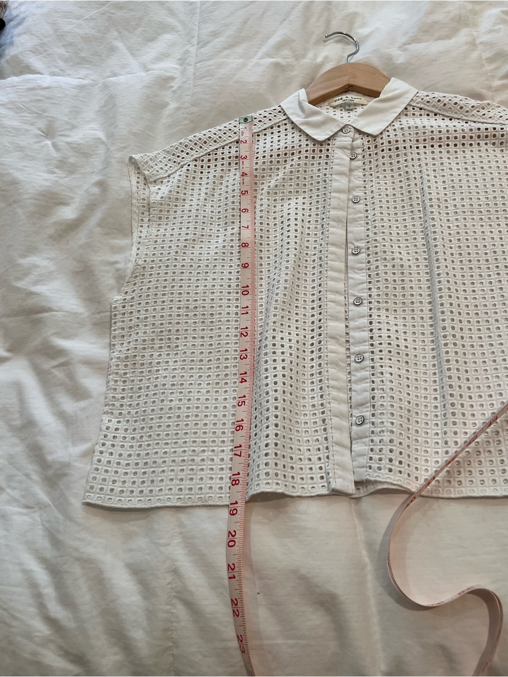 Rag & Bone Cotton White Sleeveless Eyelet Button-Down Top - Picture 7 of 8